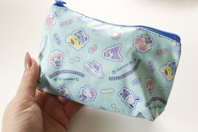 ダイソーのレトロ可愛い舟形ポーチ M／X ミント
