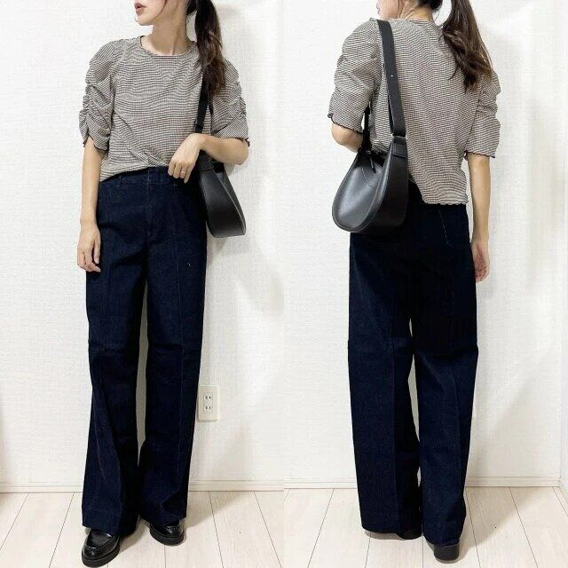 2024秋冬ユニクロワイドトラウザージーンズお手本コーデ