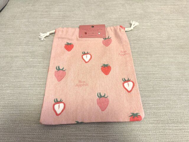 セリア コットン巾着袋 イチゴ