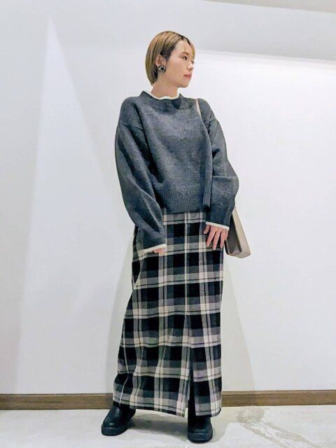2024秋グローバルワーク値下げウールブレンドチェックスカート