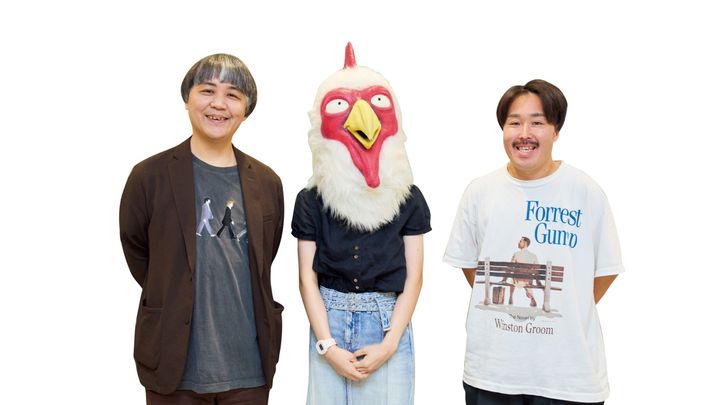 3人の集合写真（左から中村佑介、板垣巴留、落合翔平）