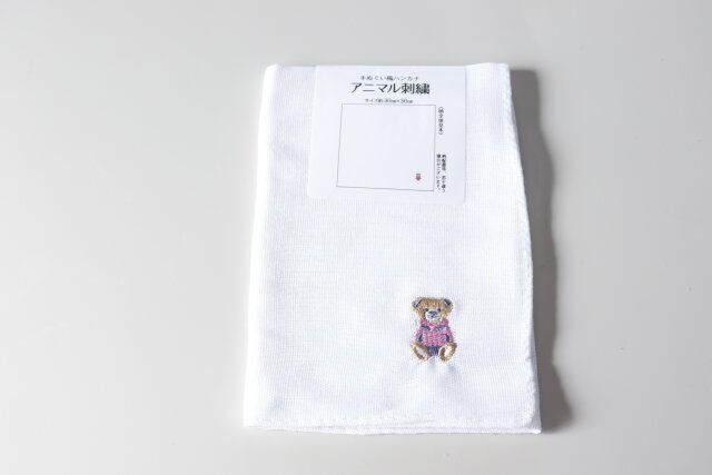 セリアの手ぬぐい風ハンカチ アニマル刺繍