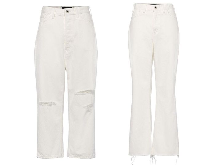 画像: 左から「CRASHED SAROUEL PT DENIM」￥53,900、「HEM CUT FLARE PANTS」￥52,300 出典：マディソンブルー