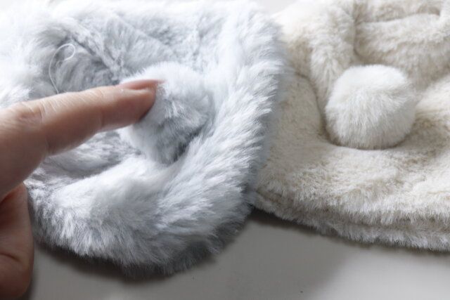 セリア ラビット巾着ナチュラルカラー ふわふわ