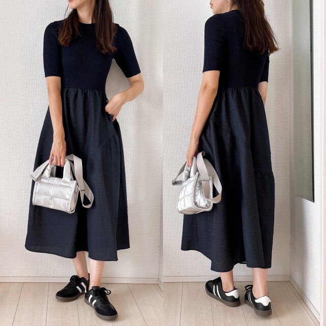 しまむらローカットスニーカーときれいめワンピコーデ