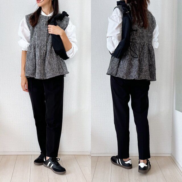 しまむらローカットスニーカーとテーパードパンツコーデ