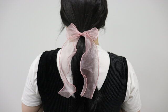 ダイソーのイベントにおすすめなリボンポニー（オーガンジー、カラー）