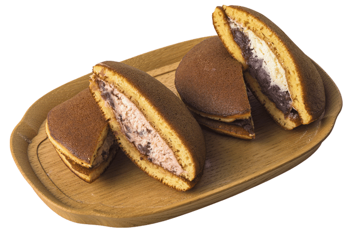 〈赤坂おぎ乃和甘〉の生どらやき 左から、あずきマスカルポーネ、あずき生クリーム