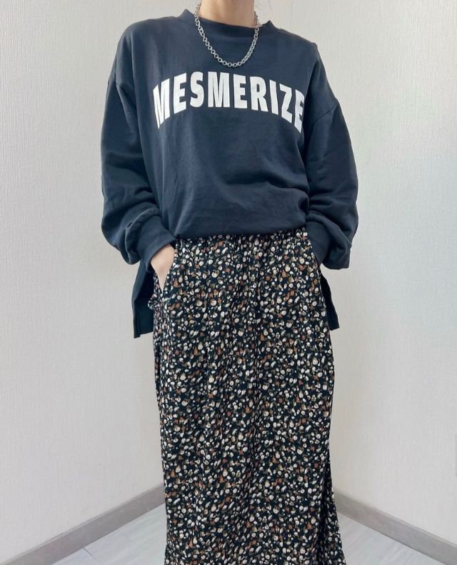 花柄コーデュロイスカート