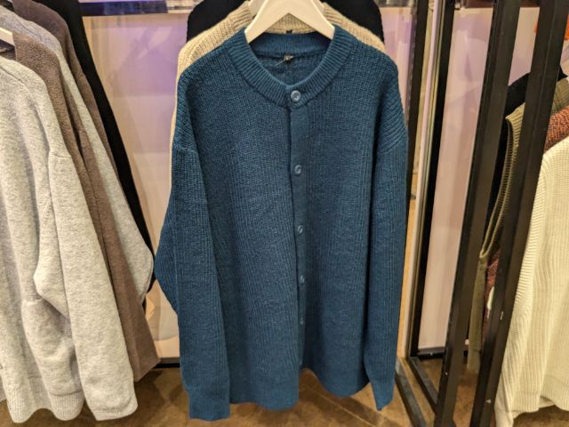 緑のモヘヤタッチクルーカーディガン