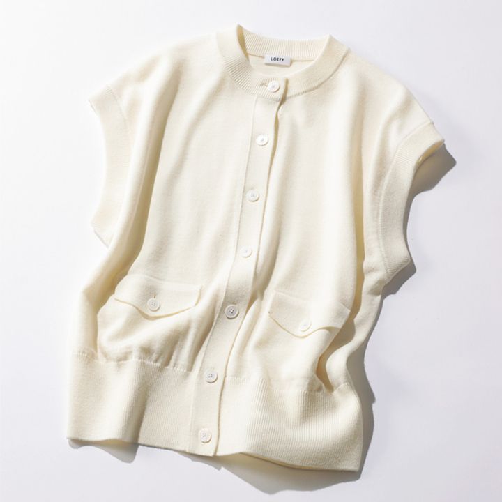 ロエフの白ニットジレ