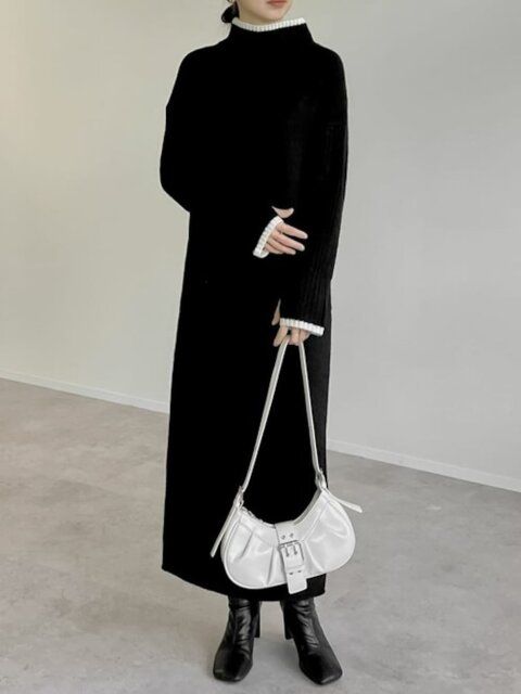 ニットワンピースコーデ2