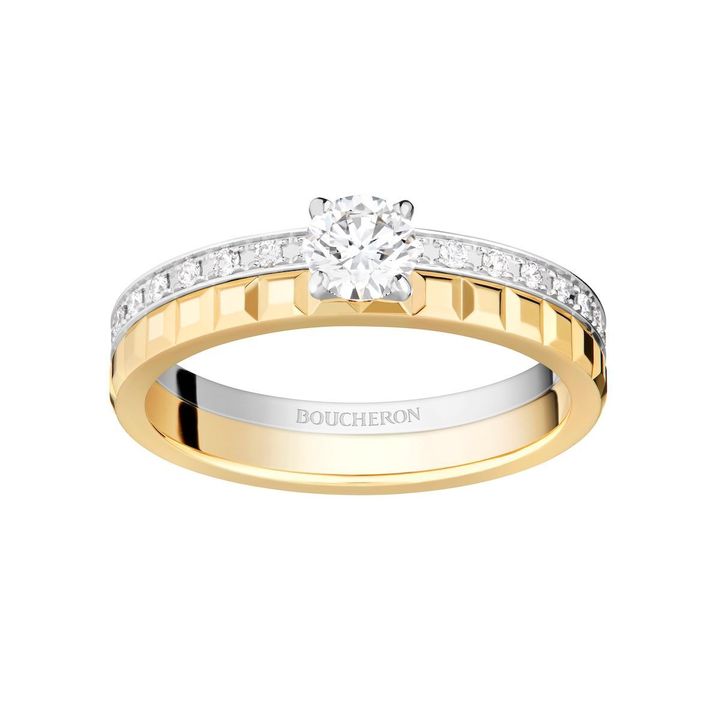 「キャトル ラディアント」ソリテール リング（WG×YG×ダイヤモンド0.3ct〜）￥858,000〜（予定価格）