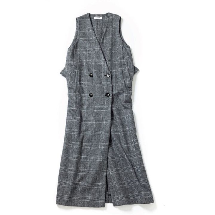 SACRAのグレンチェック柄のワンピース ジレにもなる2WAY