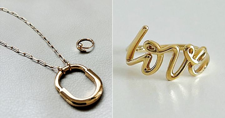 ジュエリー系インフルエンサーの私物でティファニーロックのネックレスとカルティエのピアスとティファニーのレタリングリング