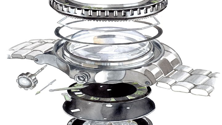 時計を分解したイラスト