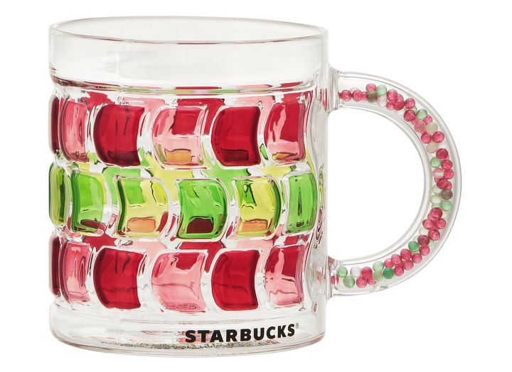 「ホリデー2024ビーズハンドル耐熱グラスマグ」370ml 3600円