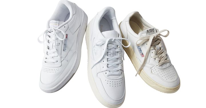 リーボックとラコステとオートリーのシンプルレトロな白スニーカー