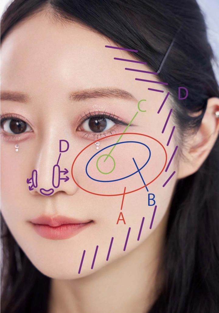 1.キラキラストーンが目を引く、K-POP風アイドルメイク_CHEEK&CONTOUR_やり方