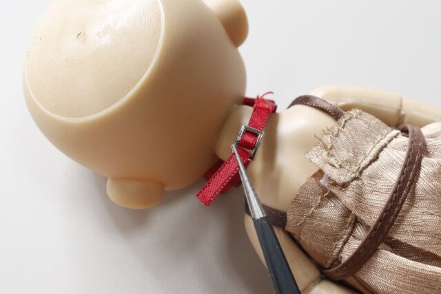 セリア ドール用制服風リボン 装着