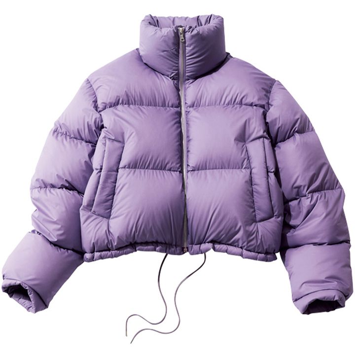 オーラリーのパープルのショート丈ダウン