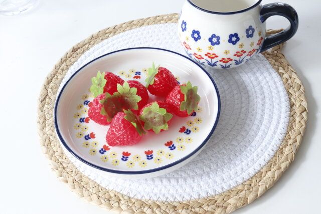 ダイソーのプレート（ブルーライン、チューリップ、約16.5cm）の使用例