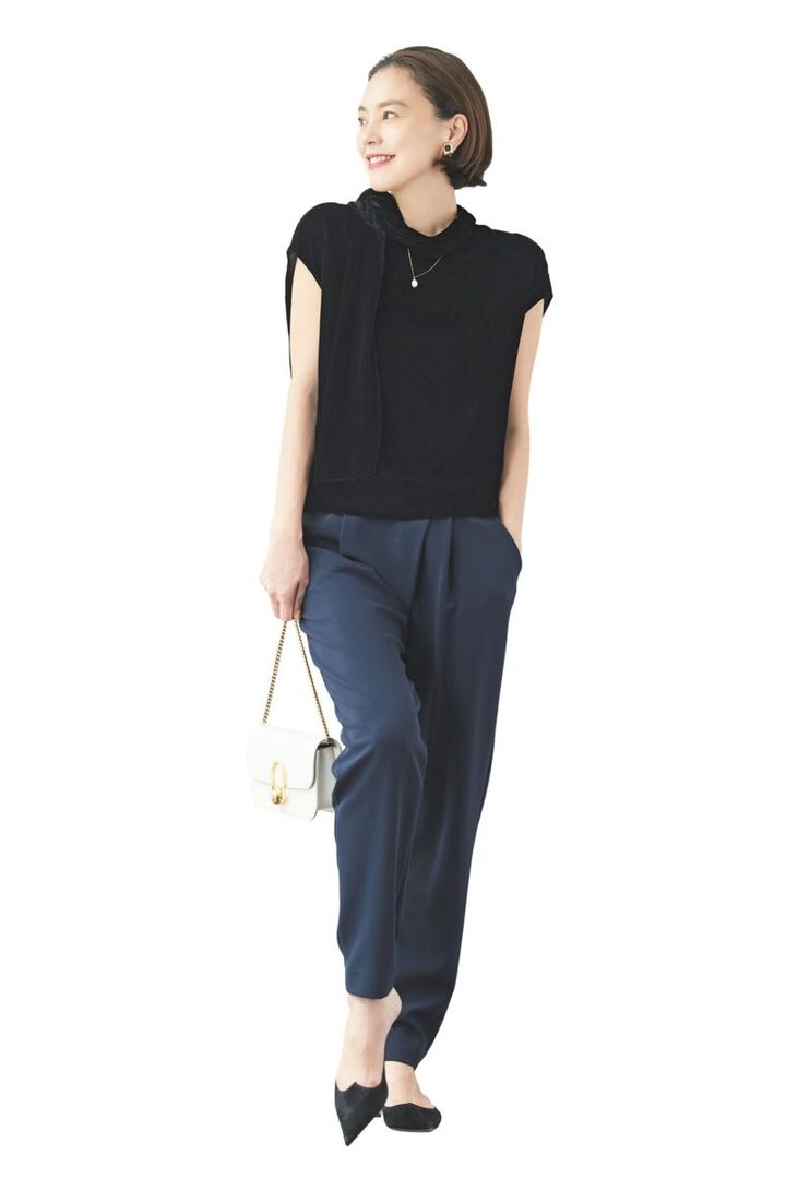 紺セットアップ着回し、ビジネスディナー