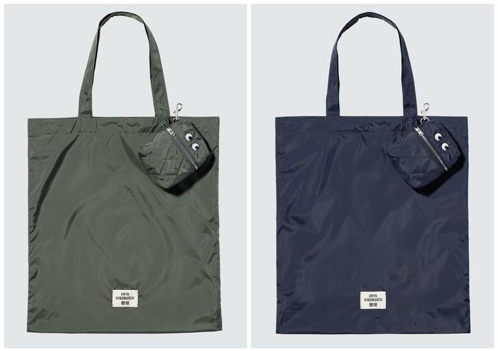 画像: 【UNIQLO×ANYA HINDMARCH】パッカブルバッグ各¥1,990 ※サイズ：横39.5×縦44.5×マチ9cm，持ち手の長さ：50cm，容量：21リットル アクセサリー：横9.5×縦11.2×幅4cm www.uniqlo.com