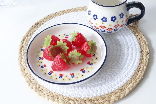 ダイソーのプレート（ブルーライン、チューリップ、約16.5cm）の使用例