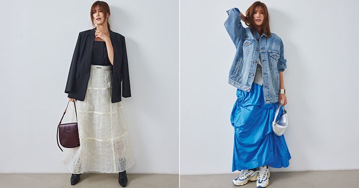 辛口モードブランドのスカートコーデ