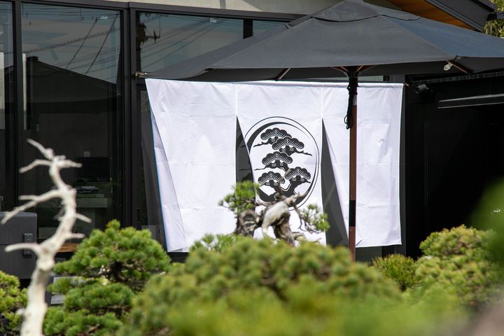 築40年以上の古民家をリノベーションしたギャラリーでは、約500鉢の盆栽を毎日手入れしている。