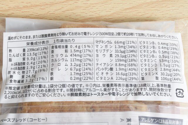 ベースブレッド（コーヒー） 成分