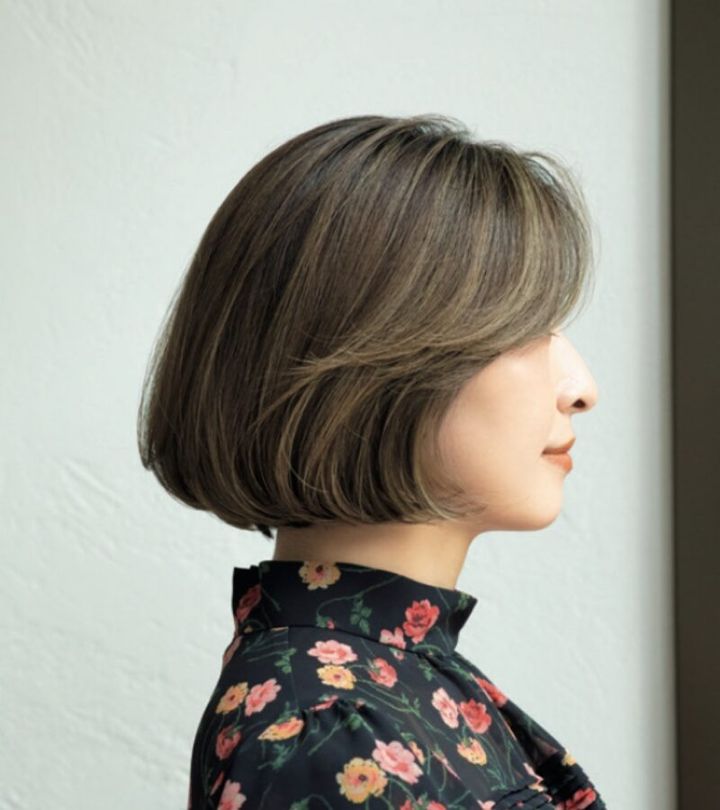 イエベに似合う白髪カバーヘア オリーブのハイライト