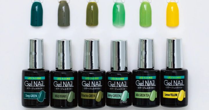 Seria（セリア）のジェルネイルのグリーン、イエロー系カラー