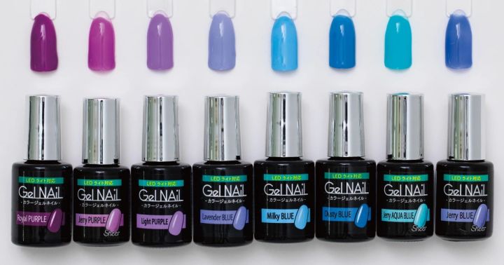 Seria（セリア）のジェルネイルのブルー、パープル系カラー