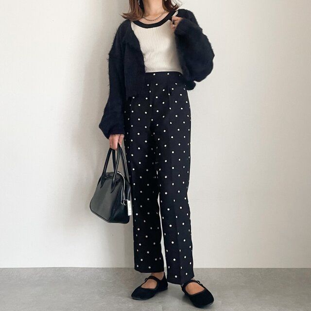 ドット柄パンツコーデ