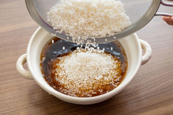 海苔の佃煮を溶かす