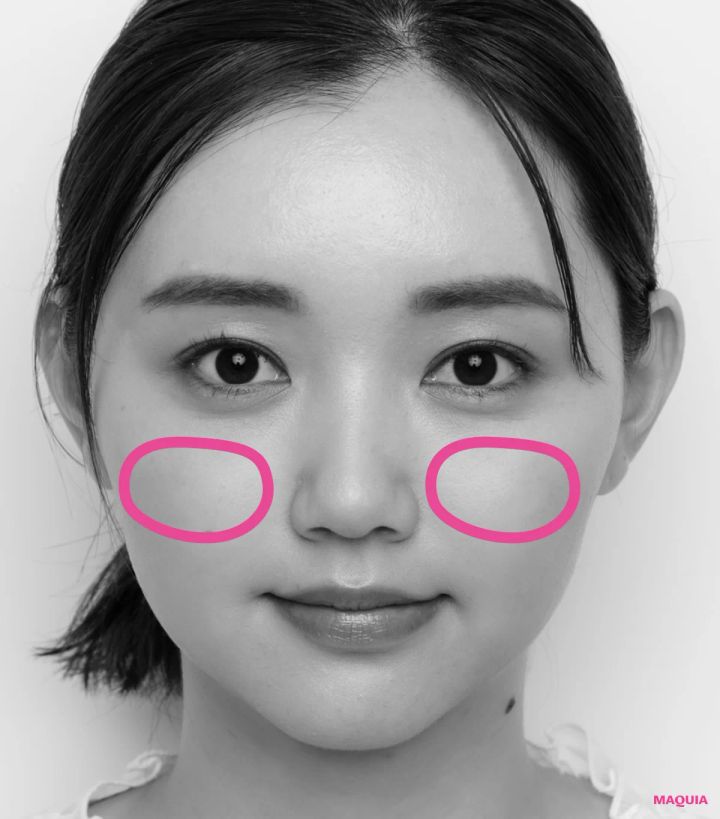 老け見えの原因、げっそり頬には赤チークを。ふわっと染めれば頬高効果バツグン_4