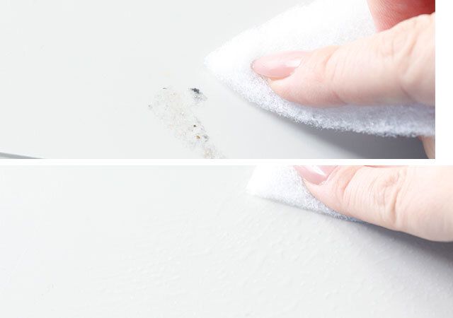 セリア 油汚れ落としクロス・10枚入 使用例 テープの跡 仕上がり