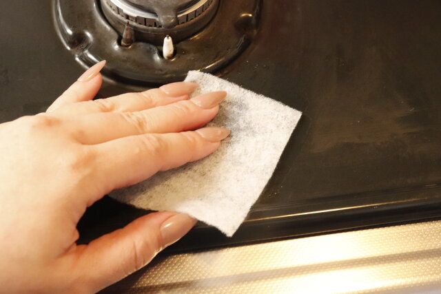 セリア 油汚れ落としクロス・10枚入 使用例 ガスコンロ