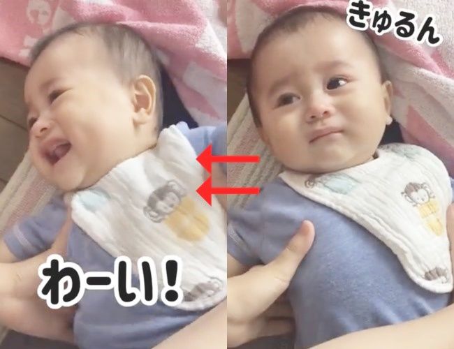 抱っこしようとした時の顔がかわいすぎる赤ちゃん