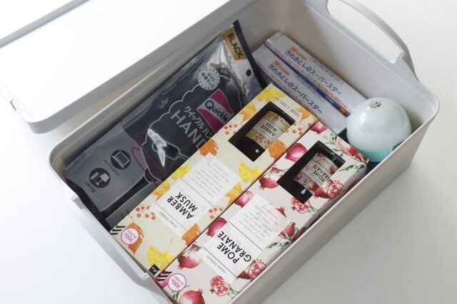 ダイソー 蓋付きスクエア収納ボックス 取手付 サイズ感 使用例