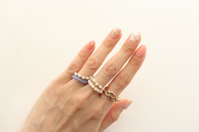 ダイソー ビーズリング（2本） リング（メタル、クロスライン）