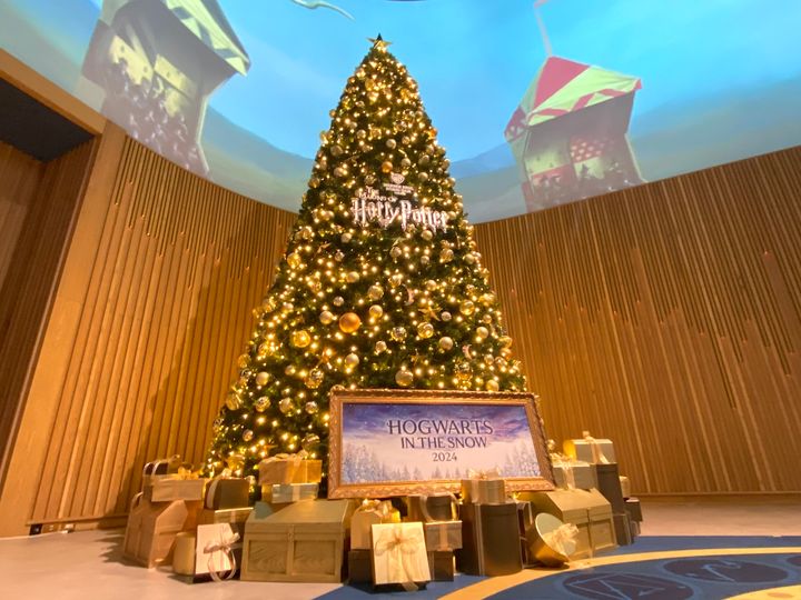 エントランスロビーに飾られた大きなクリスマスツリー