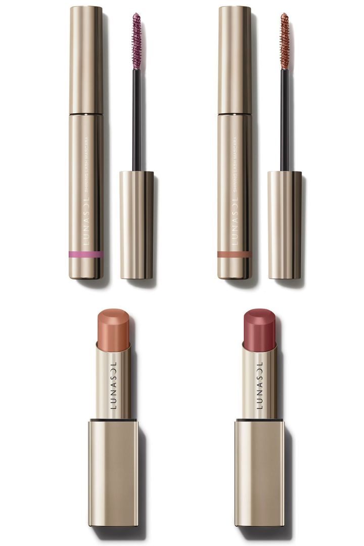 〈上左から〉シャイニングラッシュマスカラ EX 03、EX04 ￥3,850 〈下左から〉フュージングカラーリップス EX05、EX06 各￥4,620（すべて11月22日より限定発売）