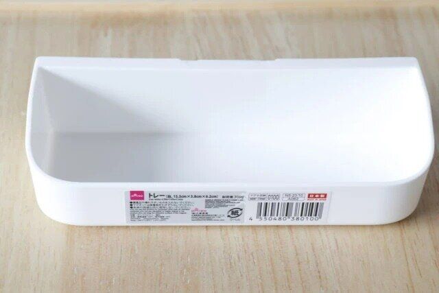 ダイソー トレー（白、15.5cm×3.8cm×6.2cm） パッケージ