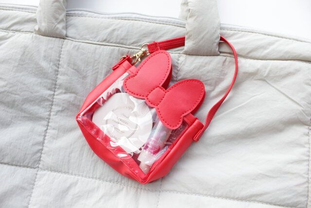 ダイソー バッグチャームポーチ（ミニーアイコン） 装着