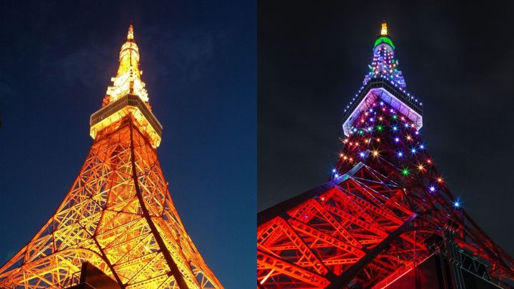 （写真左）ランドマークライト 冬バージョン （写真右）インフィニティ・ダイヤモンドヴェール