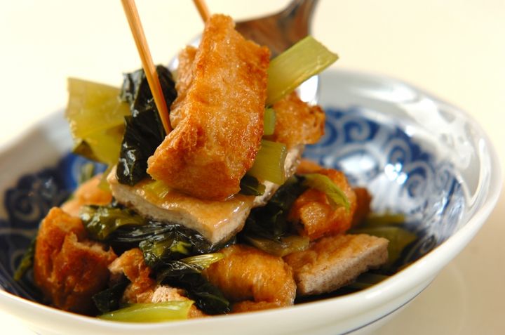 小松菜と油揚げのサッと煮の作り方2