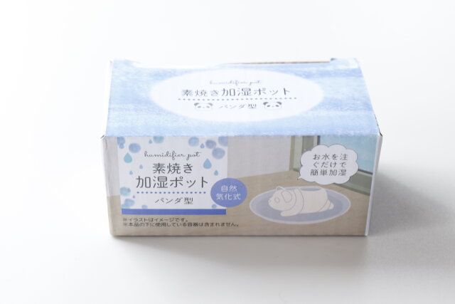 セリア 素焼き加湿ポット 寝ころび型 パッケージ